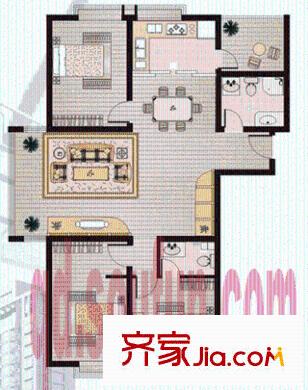 都市華庭戶型圖3室2廳2衛(wèi)1廚
