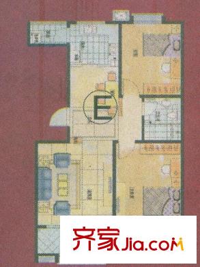 怡源居戶型圖E戶型 2室2廳1衛(wèi)1廚
