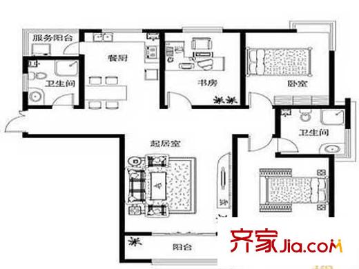 魯岳夢境江南戶型圖戶型L 3室2廳2衛(wèi)
