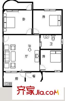 偉業(yè)花園 2室 戶型圖