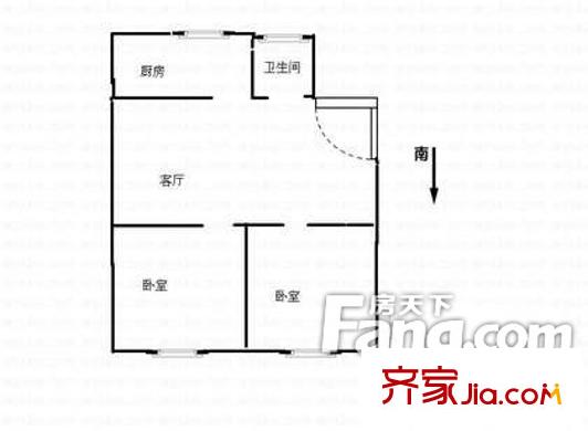 虎山路小區(qū) 2室1廳 戶型圖