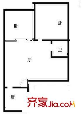 虎山路小區(qū) 2室1廳 戶型圖