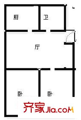 虎山路小區(qū) 2室1廳 戶型圖