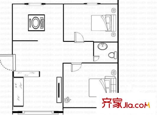 遼寧路小區(qū)戶型圖2室戶型圖 2室2廳1衛(wèi)1廚
