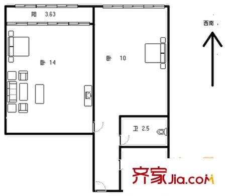 廣饒路小區(qū) 2室 戶型圖