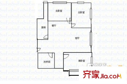 貴信花園戶型圖3室戶型圖 3室2廳1衛(wèi)1廚