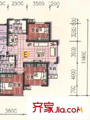 中惠景園戶型圖E戶型 3室2廳1衛(wèi)1廚