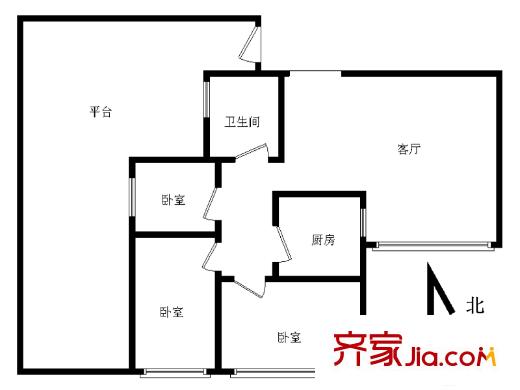 城建TOPTOWN鼎都 3室 戶型圖