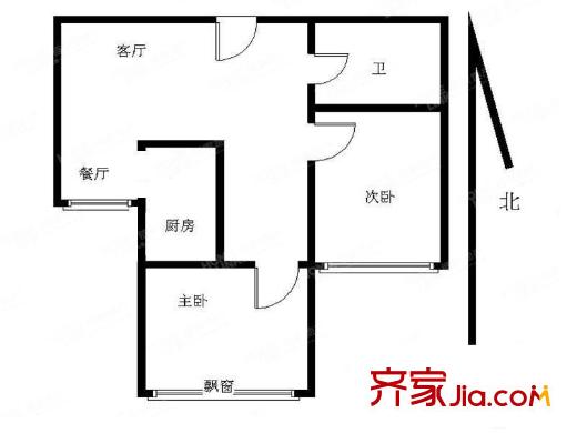 城建TOPTOWN鼎都2室 戶型圖