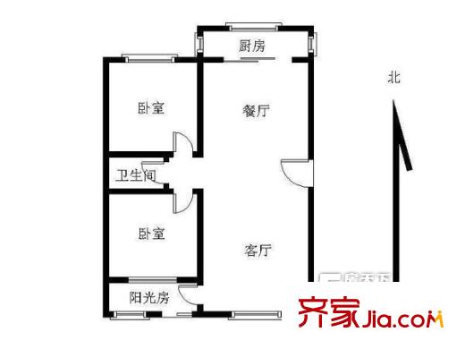 丁家河社區(qū)戶型圖2室戶型圖 2室2廳1衛(wèi)1廚