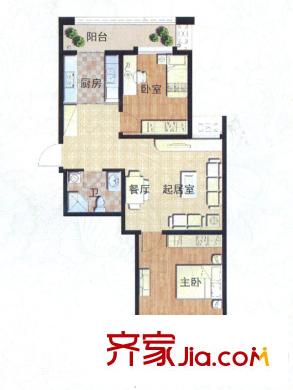 東籬桃源戶型圖G4戶型圖 2室2廳1衛(wèi)1廚