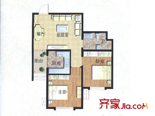 東籬桃源戶型圖G3戶型圖 2室2廳1衛(wèi)1廚