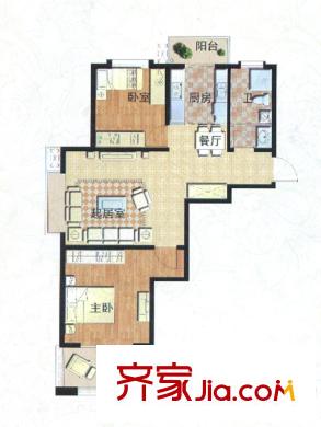 東籬桃源戶型圖G1戶型圖 2室2廳1衛(wèi)1廚