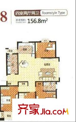 東籬桃源戶型圖4室戶型圖 4室2廳2衛(wèi)1廚