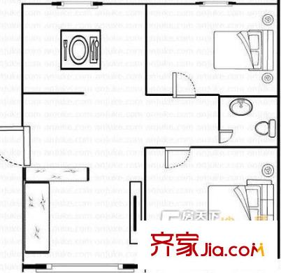 東方花園(黃島)戶型圖2室戶型圖 2室2廳1衛(wèi)1廚