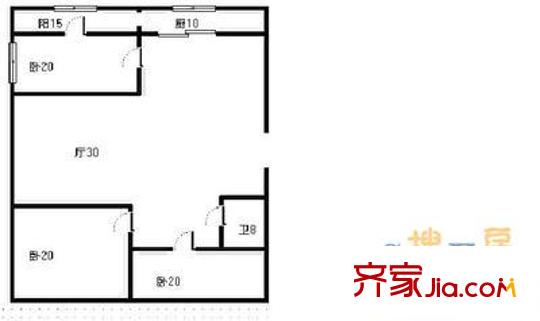 東方花園(黃島)戶型圖東方花園 3室 戶型圖 3室2廳1衛(wèi)1廚