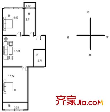 南山新村 2室1廳 戶型圖