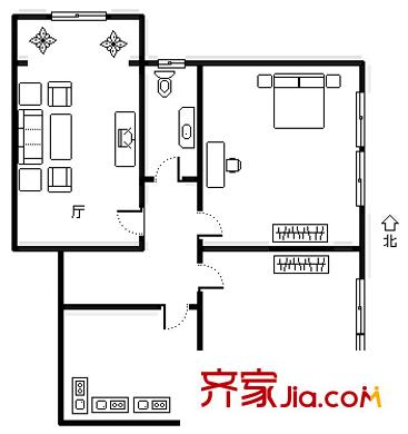 南山新村 2室1廳 戶型圖