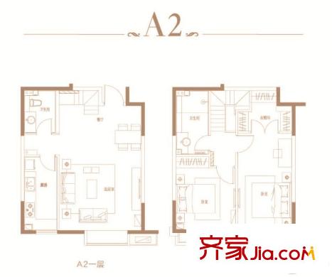 青島海上嘉年華二期1-4#A2復式戶型 2室2廳2衛(wèi)