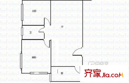 商城路社區(qū)戶型圖2室 2室1廳1衛(wèi)1廚