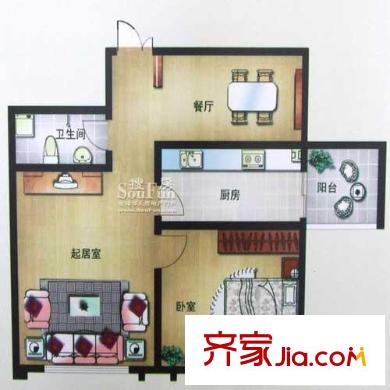 金地花園戶型圖35號戶型 1室1廳1衛(wèi)