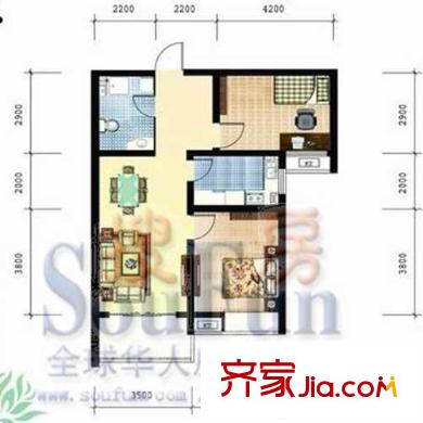 金地花園戶型圖81.47平戶型 1室1廳1衛(wèi)