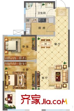我家陽光1號1#、2#、16#西戶和東戶A3、B3戶型 2室2廳1衛(wèi)1廚