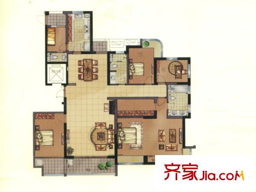 瑞源名嘉匯戶型圖高層1#、3#、7#、8號樓7-3戶型 5室2廳3衛(wèi)1廚