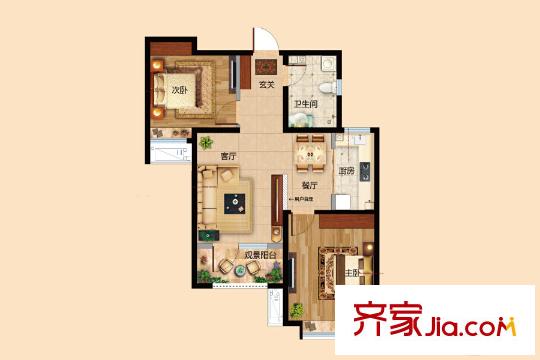 海爾博悅蘭庭B1兩室兩廳一衛(wèi)-約80-85平方米 2室2廳1衛(wèi)1廚