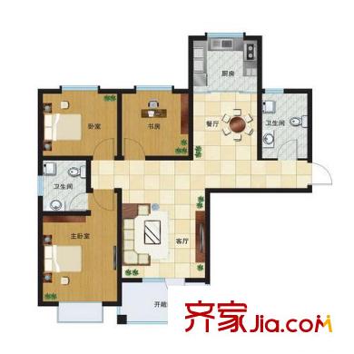 朝陽無限戶型圖標(biāo)準(zhǔn)層B戶型 3室1廳1衛(wèi)1廚