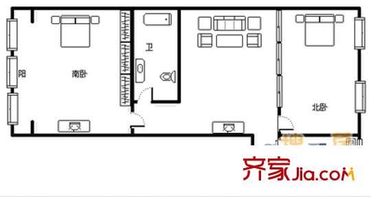 海云北山住宅小區(qū) 2室1廳 64平