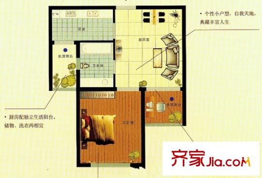 亞德里亞海灣 1室 戶型圖