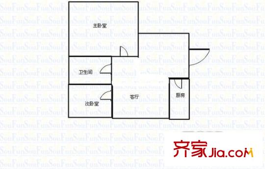 中冶愛彼岸戶型圖2室戶型圖 2室1廳1衛(wèi)1廚