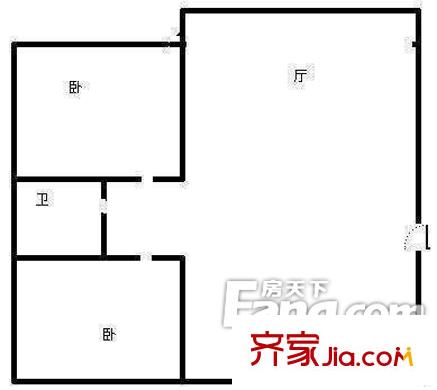浦江花園戶型圖2室戶型圖 2室1廳1衛(wèi)1廚