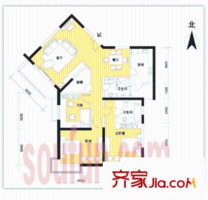 金光都市名家戶型圖3室2廳2衛(wèi)