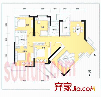 金光都市名家戶型圖4室2廳2衛(wèi)