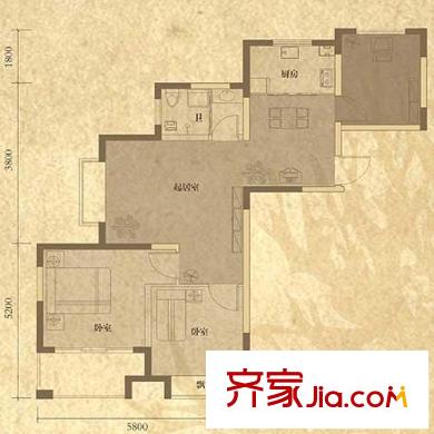 凱景花園戶型圖一期明媚空間 3室2廳1衛(wèi)1廚