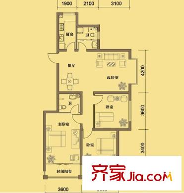 凱景花園 3室 戶型圖