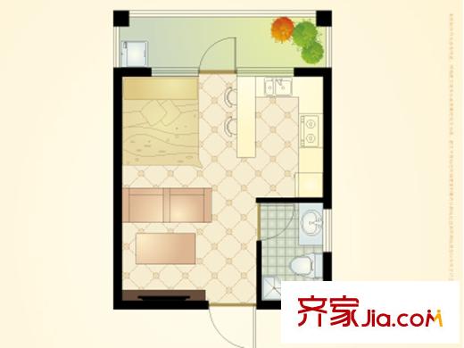 貴府花園戶型圖9#10#I戶型 1室1衛(wèi)