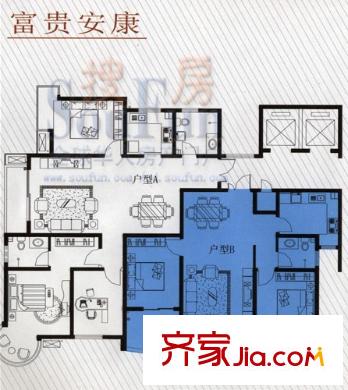 澤潤(rùn)幸福城戶型圖戶型A 3室2廳2衛(wèi)1廚