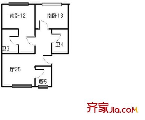 海麗花園北苑戶型圖海麗花園 2室 戶型圖 2室2廳1衛(wèi)1廚