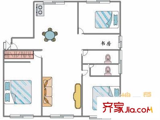 海麗花園北苑戶型圖海麗花園 4室 戶型圖 3室2廳2衛(wèi)1廚