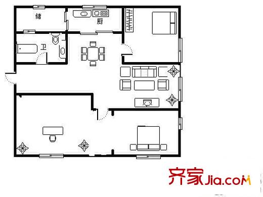 北苑風(fēng)景花園戶型圖北苑風(fēng)景 3室 戶型圖 3室1廳1衛(wèi)1廚