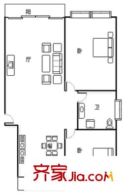 江山路西小區(qū) 2室 戶型圖