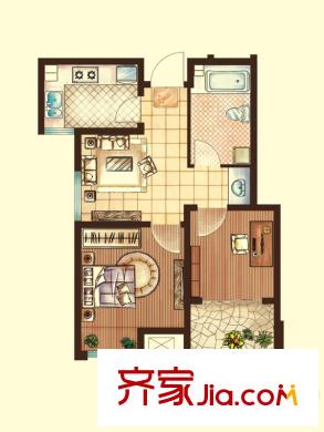 秀蘭禧悅山1號樓、4號樓、7號樓C-2戶型 2室1廳1衛(wèi)1廚
