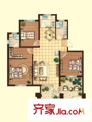 秀蘭禧悅山1號樓、4號樓、7號樓A-1戶型 3室2廳2衛(wèi)1廚