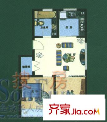 御景山莊戶型圖A戶型 2室1廳1衛(wèi)