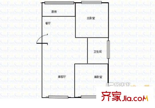 金島花園戶型圖2室 2室2廳1衛(wèi)1廚
