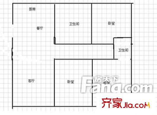 九洲花園戶型圖3室戶型圖 3室2廳2衛(wèi)1廚