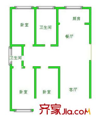九洲花園 3室 戶型圖